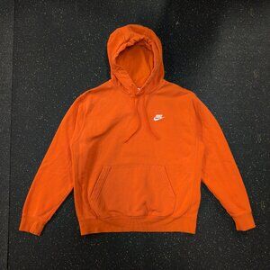 Nike Club Fleece Hoodie Mens Medium Orange Pullover Swoosh Sweatshirt BV2654-891